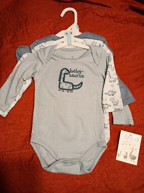 Baby-Saurus Blue Long-Sleeve One-Piece (3-Pack) All These Come In Bundle